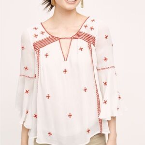 Anthropologie Embroidered Adena Blouse